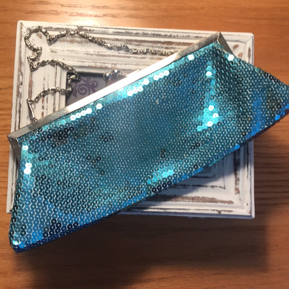 Aquamarine Sequin Clutch